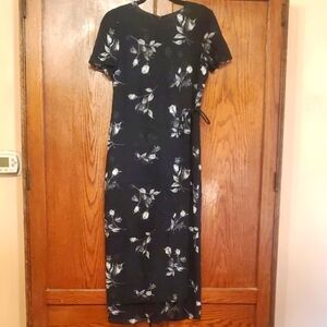 TALBOTS SIZE 8 Floral Black Dress